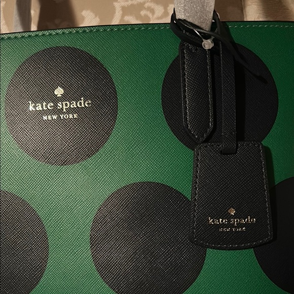 - Kate Spade Green and Blue Polka Dot Tote NWT $359 retail - Picture 3 of 7
